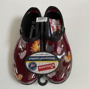 Sloggers Waterproof Garden Shoes Clogs Womens 7 Chicken Red Outdoor Rain Comfort
